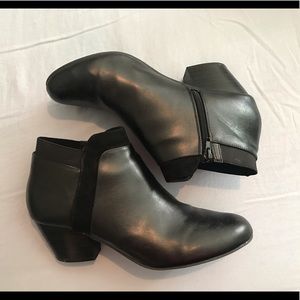 Black block heel booties